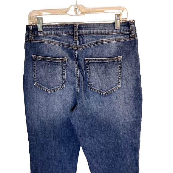 Kaari High Rise Straight Crop Jeans Women's 10 Cuffed Hem Medium Wash Blue - Picture 6 of 15